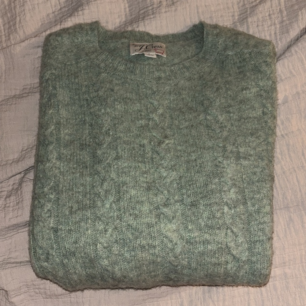 J. Crew wool Green Crewneck Sweater Textured Knit - Picture 8 of 8